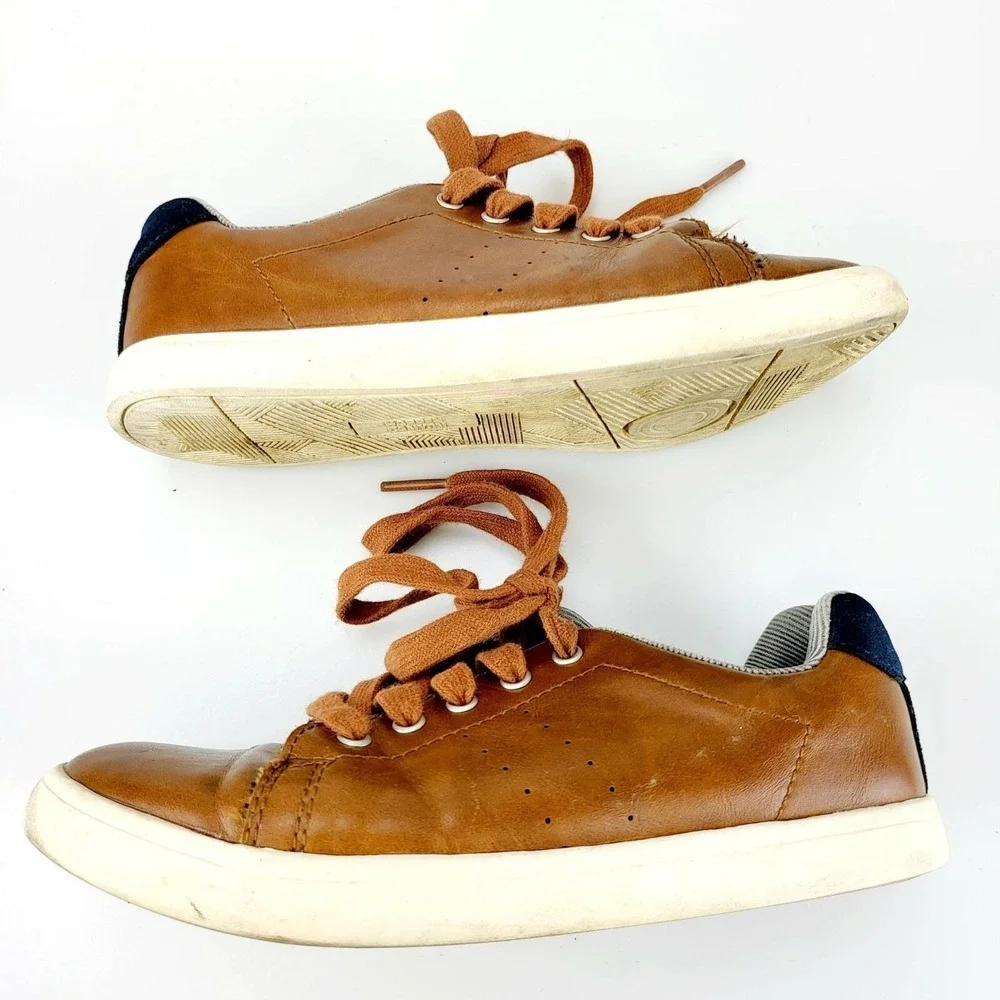 Classic Low Cut Leather Sneaker Toddler Boys 1 Chocolate Preppy HARPER CANYON
